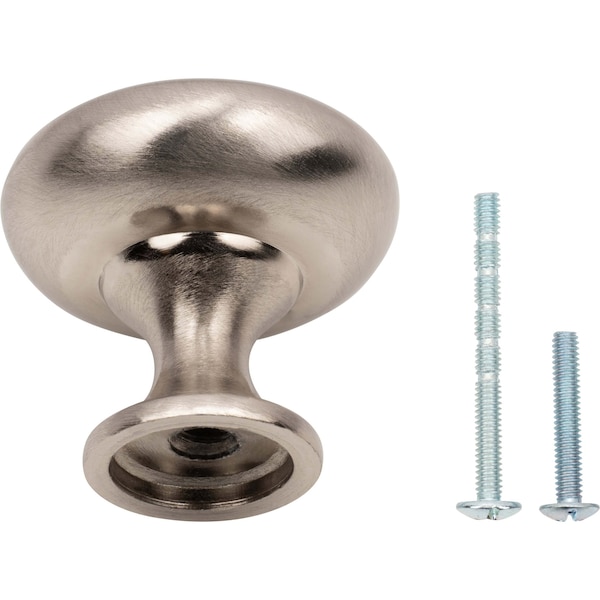 Designperfect 1-3/16 Diameter Round Cabinet Knob, Brushed Satin Nickel, 10PK - DPA10R28KSNB