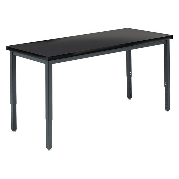 Diversified Spaces Rectangle Adjustable Table, 60" W, 62" L, 23" to 37.5" H, Phenolic Resin Top, Black - X8144