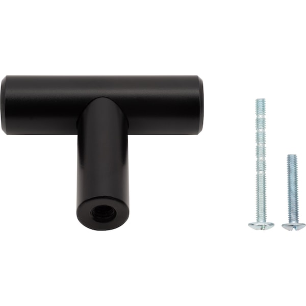 Designperfect 1-9/16 Overall Length Cabinet T-Knobb, Matte/Flat Black, 25PK - DPA25T14KBLK