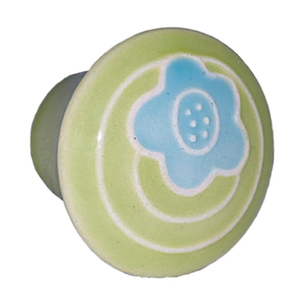 Acorn Mfg Sm Rd Lt Green with Blue Flower - PR9YP