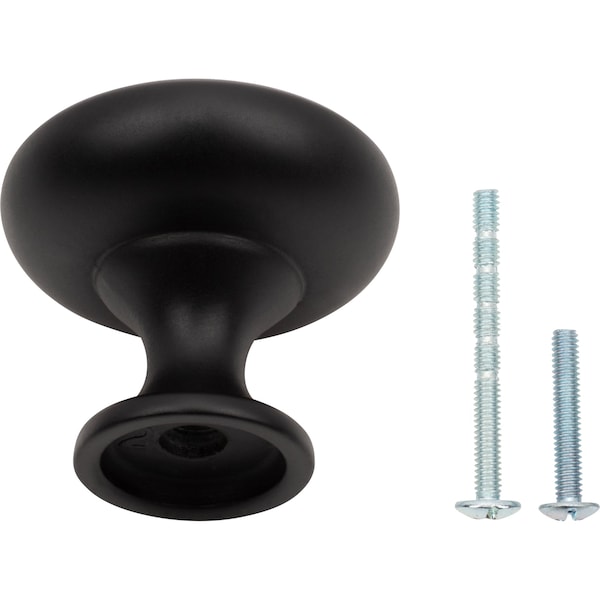 Designperfect 1-3/16 Diameter Round Cabinet Knob, Matte/Flat Black, 25PK - DPA25R28KBLK