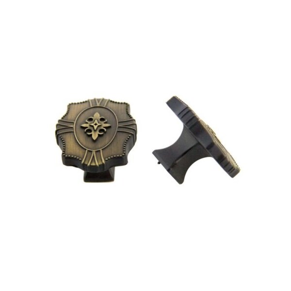 Crown Fleur di Lis Cabinet Knob Antique Satin Brass Finish - CHK82928ABSB