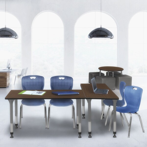 Regency Kee Adjustable Classroom Table W/ 2 Andy Stack Chairs, 60 in W, 24 in L, Neo Walnut - MT6024NWAPGY40NV