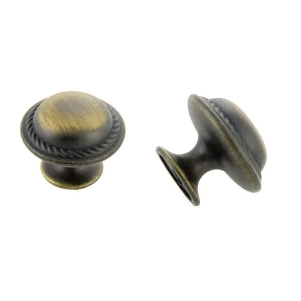 Crown 1-1/5" Rope Cabinet Knob Antique Satin Brass Finish - CHK81784ABSB