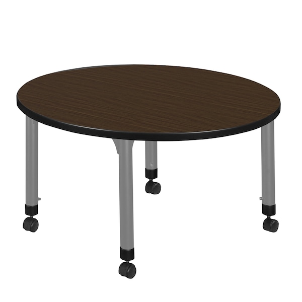 Regency Round Kee Height Adjustable Mobile Classroom Activity Table, 36 in W, 36 in L, Neo Walnut - TB36RNDNWAPCGY