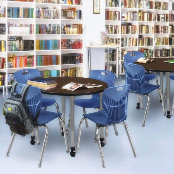 Regency Round Kee Height Adjustable Mobile Classroom Activity Table, 36 in W, 36 in L, Neo Walnut - TB36RNDNWAPCGY