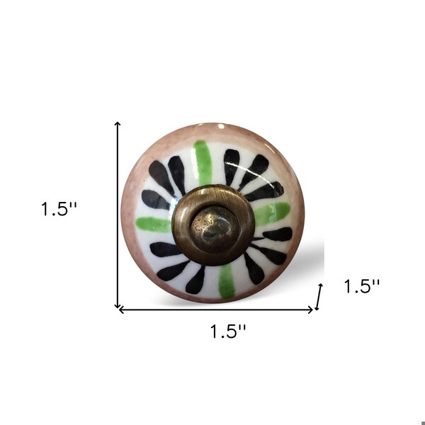 Homeroots Multi Color Ceramic & Metal Knob; 1.5 x 1.5 x 1.5 in. - Pack of 12 - 358097