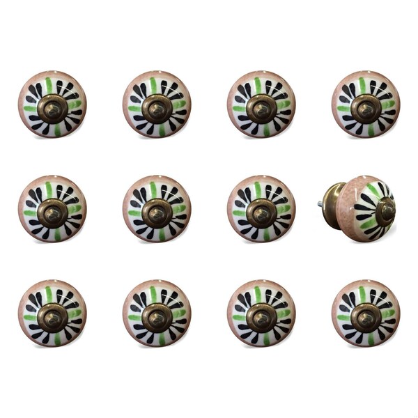 Homeroots Multi Color Ceramic & Metal Knob; 1.5 x 1.5 x 1.5 in. - Pack of 12 - 358097