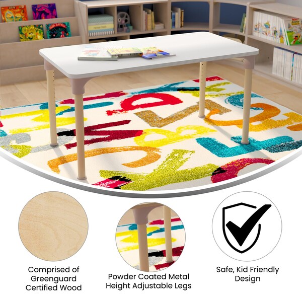 Flash Furniture 23.5 in W, 47 in L, 23 in H, Beechwood, Birch Plywood, Steel, Beech/White - MK-ME088026-GG