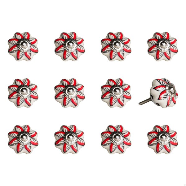 Homeroots Ceramic & Metal Multi Color Knob; Pack of 12 - 1.5 x 1.5 x 1.5 in. - 358130