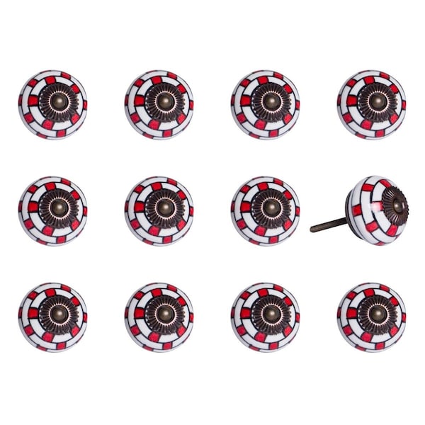 Decoracion K000034 Knob It - White Red & Navy, 12PK - DE3098124