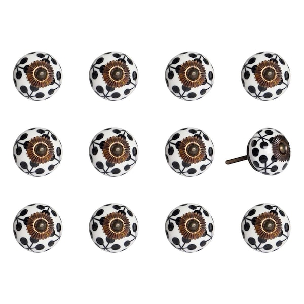 Decoracion K000031 Knob It - Black White & Copper, 12PK - DE3098123