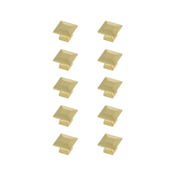 Plaza 1.3 in. Cecil Multipack Square Knob, Brushed Gold, 10PK - PL2961658