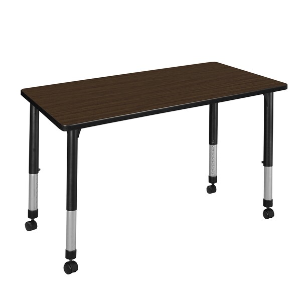Regency Kee Height Adjustable Mobile Classroom Activity Table, 48 in W, 30 in L, Neo Walnut - MT4830NWAPCBK