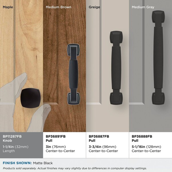 Amerock Stature 1-1/4 in 32 mm Length Matte Black Cabinet Knob - BP11287FB