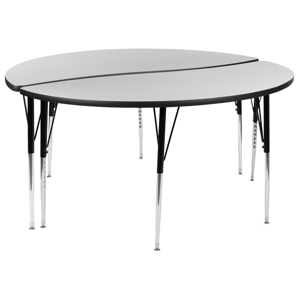 Flash Furniture Round 60 W, 60 L, 30.25 H, Chrome, Laminate, Particleboard, Steel, Grey - XU-GRP-A60-HCIRC-GY-T-A-GG