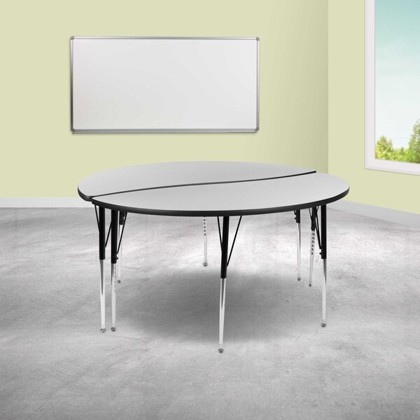 Flash Furniture Round 60 W, 60 L, 30.25 H, Chrome, Laminate, Particleboard, Steel, Grey - XU-GRP-A60-HCIRC-GY-T-A-GG