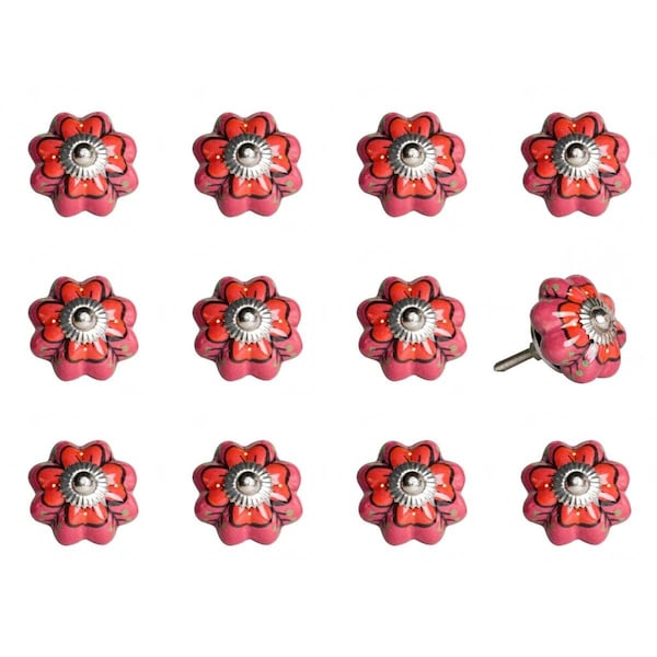Decoracion KI1202 Knob It - Pink Red & Green, 12PK - DE3082501