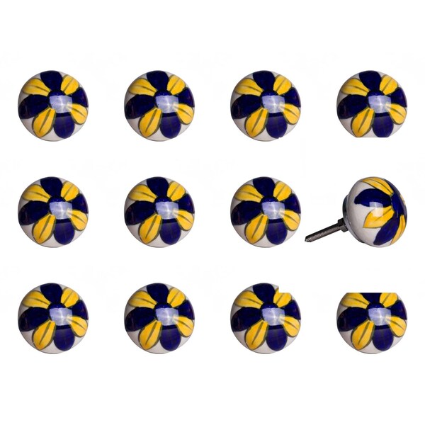 Homeroots Ceramic & Metal Multi Color Knob; Pack of 12 - 1.5 x 1.5 x 1.5 in. - 358134