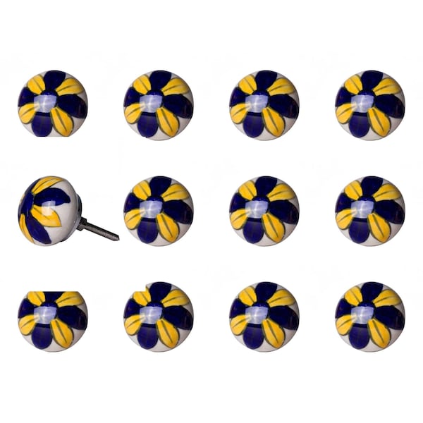 Homeroots Ceramic & Metal Multi Color Knob; Pack of 12 - 1.5 x 1.5 x 1.5 in. - 358134