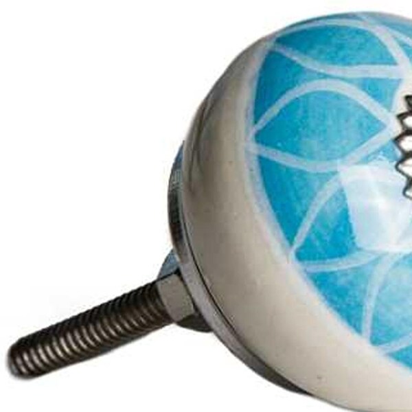 Homeroots Aqua & White Ceramic; Metal Knob - 1.5 x 1.5 x 1.5 in.; Pack of 12 - 358126