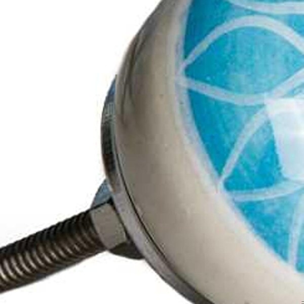 Homeroots Aqua & White Ceramic; Metal Knob - 1.5 x 1.5 x 1.5 in.; Pack of 12 - 358126