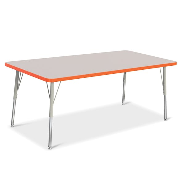 Jonti-Craft Berries Rectangle Activity Table, 30 in. x 60 in., A-height, Freckled Gray/Orange/Gray - 6408JCA114