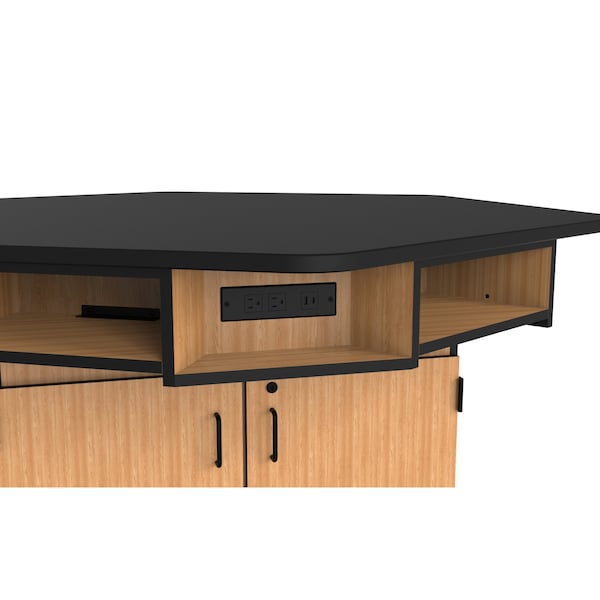 National Public Seating 6-Person Workstation, Phenolic Top, Cabinet Base, Book Boxes, Power Strips - WSHP-CBP