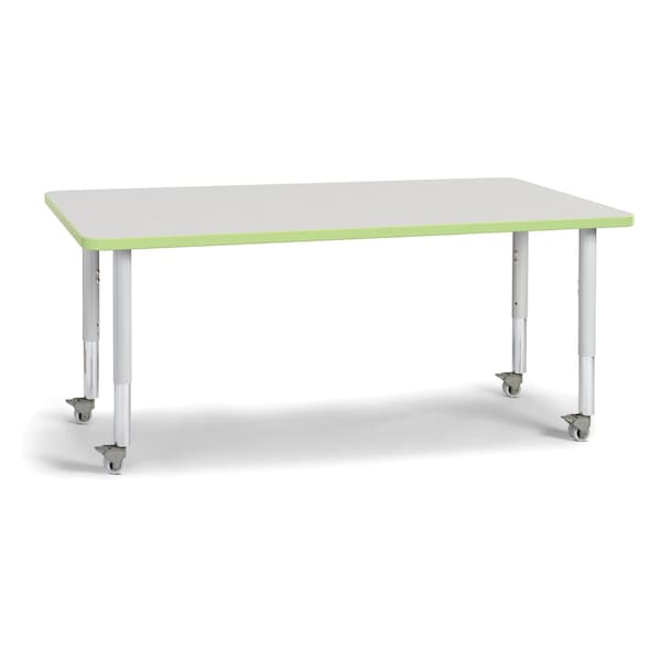 Jonti-Craft Berries Rectangle Activity Table, 30 in. x 60 in., Mobile, Freckled Gray/Key Lime/Gray - 6408JCM130
