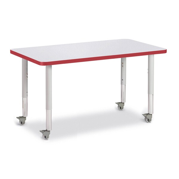 Jonti-Craft Berries Rectangle Activity Table, 24 in. x 36 in., Mobile, Freckled Gray/Red/Gray - 6478JCM008