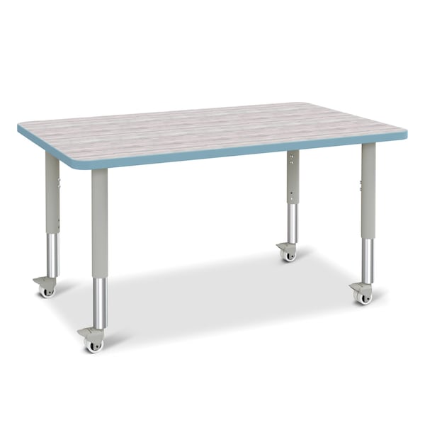 Jonti-Craft Berries Rectangle Activity Table, 30 in. x 48 in., Mobile, Driftwood Gray/Coastal Blue/Gray - 6473JCM452