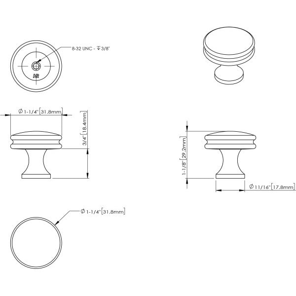 Jeffrey Alexander 1-1/4" Diameter Satin Nickel Marie Cabinet Knob - 445SN