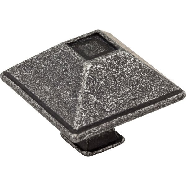 Jeffrey Alexander 1-1/2" Overall Length Distressed Antique Silver Square Tahoe Cabinet Knob - 602SIM