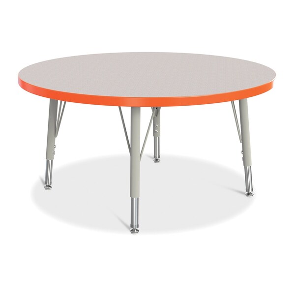 Jonti-Craft Berries Round Activity Table, 36 in. Diameter, E-height, Freckled Gray/Orange/Gray - 6488JCE114