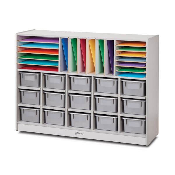 Jonti-Craft Rainbow Accents Sectional Cubbie-Tray Mobile Unit, with Trays, Gray - 0416JCWW000