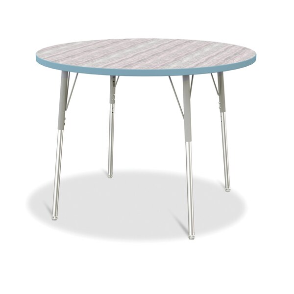 Jonti-Craft Berries Round Activity Table, 42 in. Diameter, A-height, Driftwood Gray/Coastal Blue/Gray - 6468JCA452