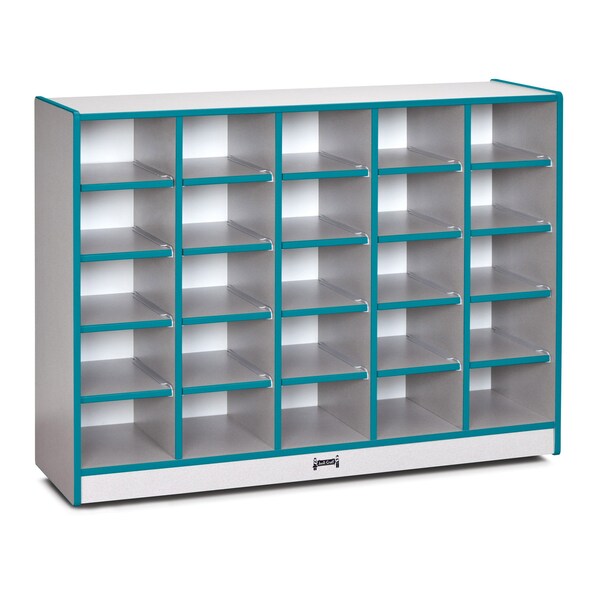 Jonti-Craft Rainbow Accents 25 Cubbie-Tray Mobile Storage, without Trays, Teal - 0425JCWW005