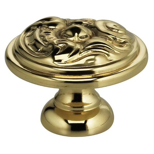 Omnia Ornate Cabinet Knob Bright Brass 1-3/16" - 9120/30.3