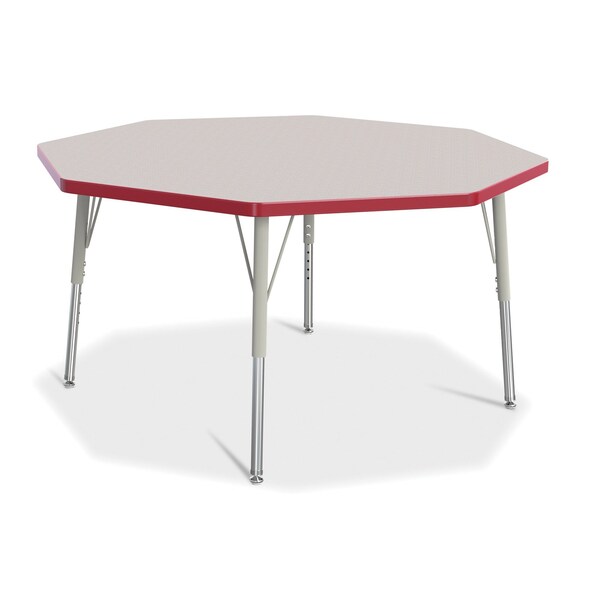 Jonti-Craft Berries Octagon Activity Table, 48 in. x 48 in., E-height, Freckled Gray/Red/Gray - 6428JCE008