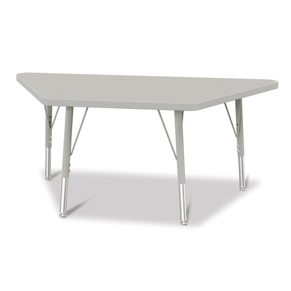 Jonti-Craft Berries Trapezoid Activity Tables, 24 in. x 48 in., A-height 15 in.-24 in., Freckled Gray/ - 6438JCE000
