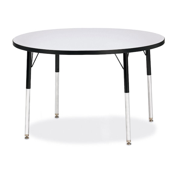 Jonti-Craft Berries Round Activity Table, 42 in. Diameter, A-height, Freckled Gray/Black/Black - 6468JCA180