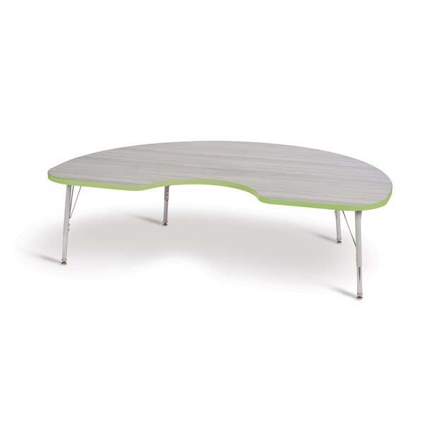 Jonti-Craft Berries Kidney Activity Table, 48 in. x 72 in., E-height, Driftwood Gray/Key Lime/Gray - 6423JCE451