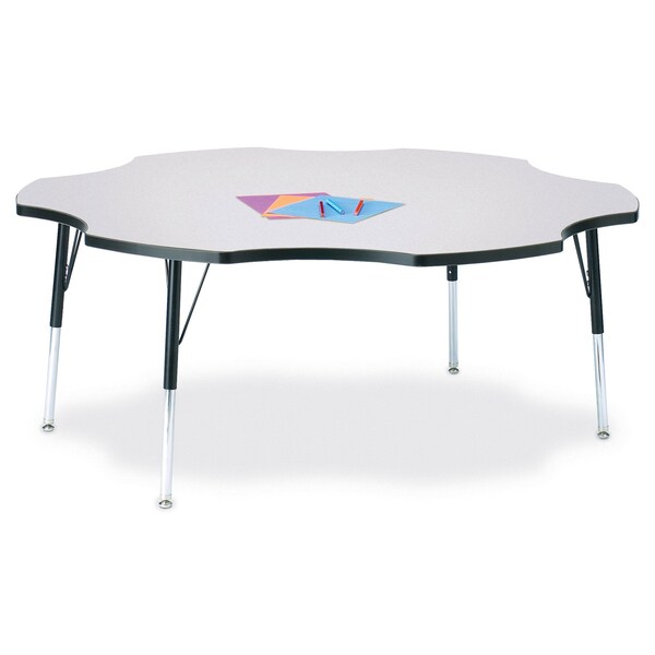 Jonti-Craft Berries Six Leaf Activity Table, 60 in., A-height, Freckled Gray/Black/Black - 6458JCA180