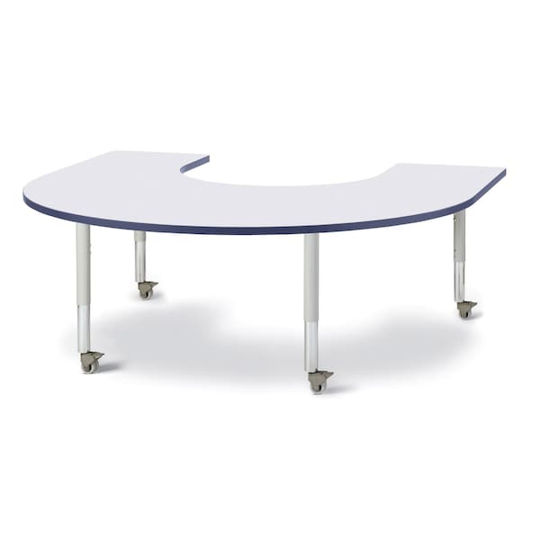 Jonti-Craft Berries Horseshoe Activity Table, 66 in. x 60 in., Mobile, Freckled Gray/Navy/Gray - 6445JCM112
