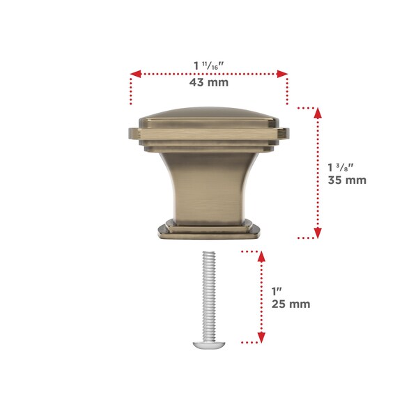 Richelieu Charlemagne Collection 1 11/16 in (43 mm) x 1 11/16 in (43 mm) Antique English Transitional Cabinet Knob - BP81045AE