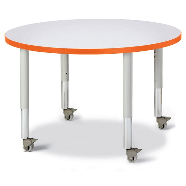 Jonti-Craft Berries Round Activity Table, 36 in. Diameter, Mobile, Freckled Gray/Orange/Gray - 6488JCM114
