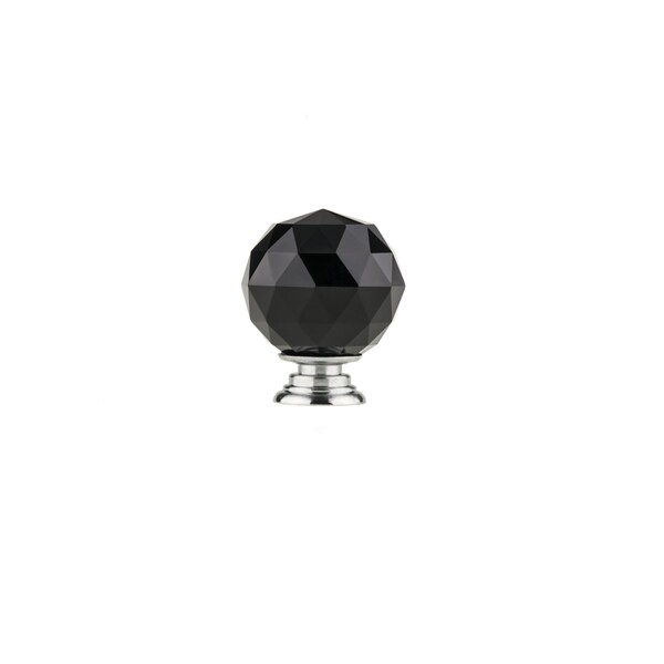 Richelieu 2 in (50 mm) Chrome, Black Contemporary Metal, Crystal Cabinet Knob - BP87375014090