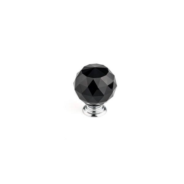 Richelieu 2 in (50 mm) Chrome, Black Contemporary Metal, Crystal Cabinet Knob - BP87375014090
