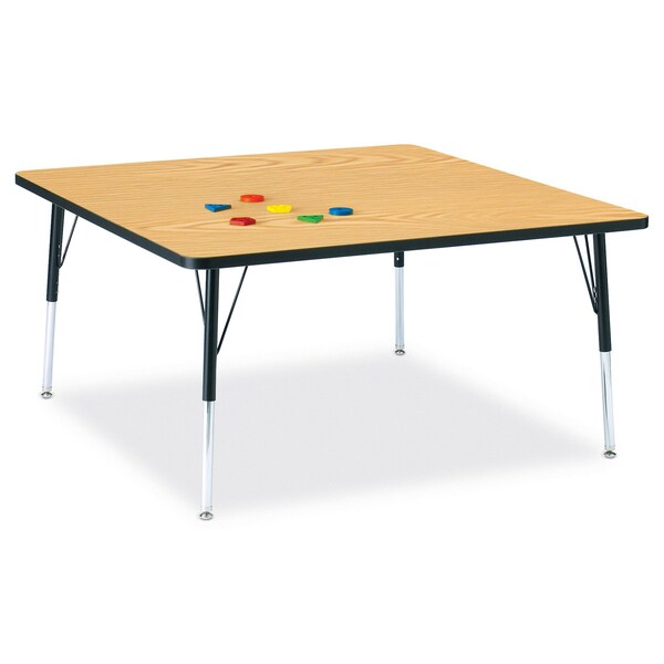 Jonti-Craft Berries Square Activity Table, 48 in. x 48 in., A-height, Oak/Black/Black - 6418JCA210
