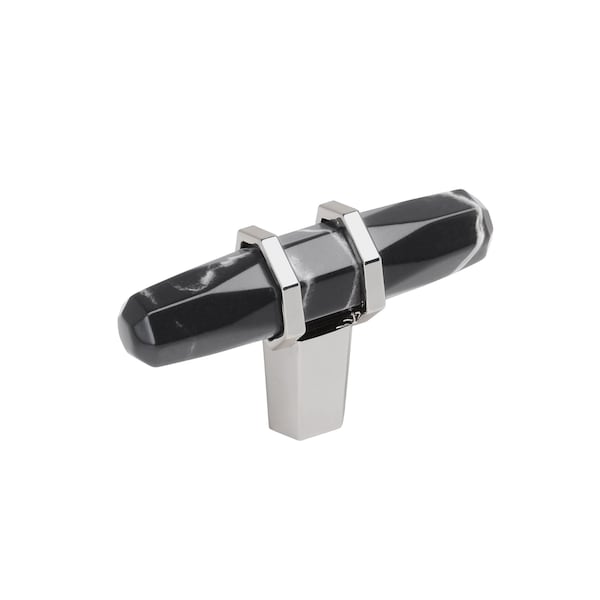 Amerock Carrione 2-1/2 inch 64mm Length Marble Black/Polished Chrome Cabinet Knob - BP36647MBK26